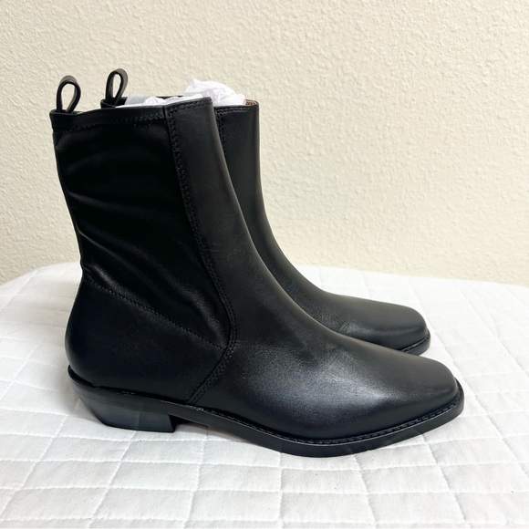 Madewell The Idris Ankle Boot in True Black Leather Size 7 - Picture 4 of 11